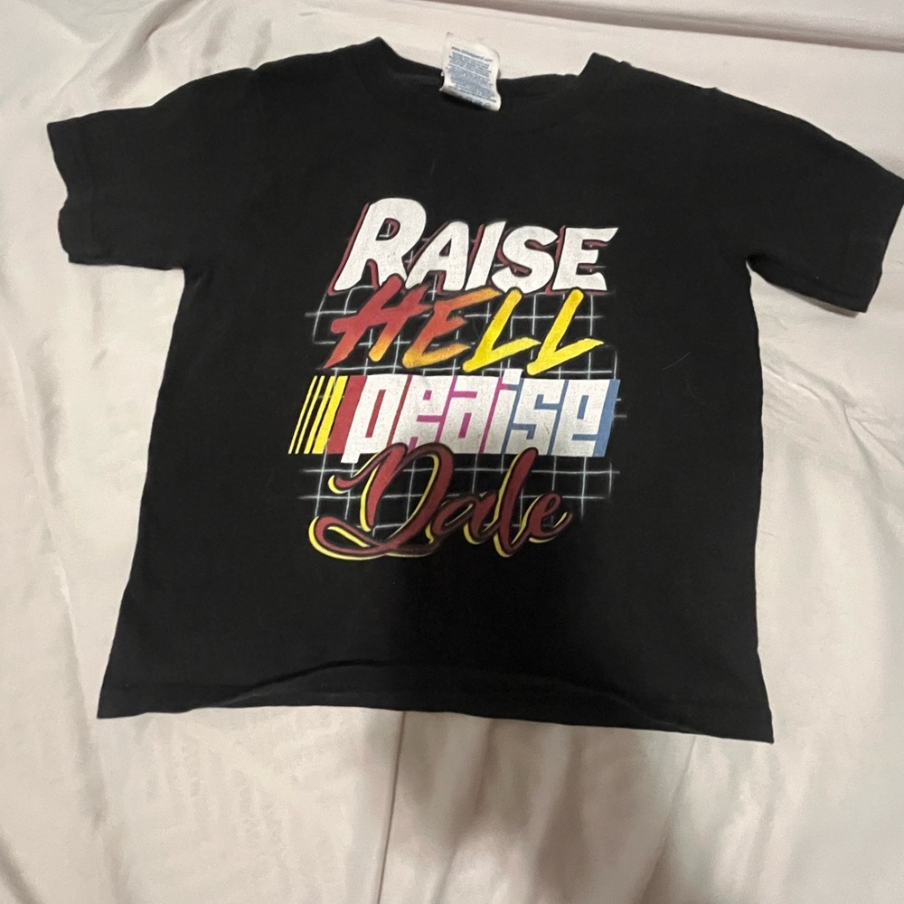 Kids NASCAR tshirt. Raise hell praise dale